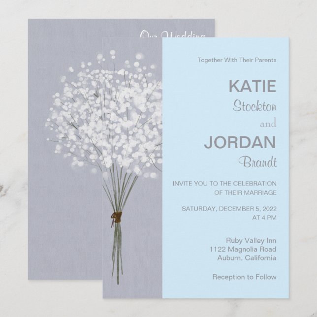 Simple Floral Bouquet Wedding Invitation (Front/Back)