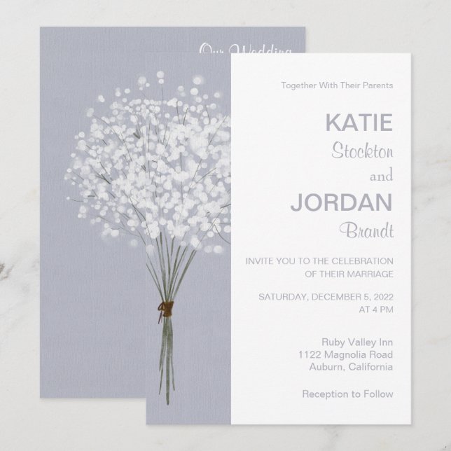 Simple Floral Bouquet Wedding Invitation (Front/Back)