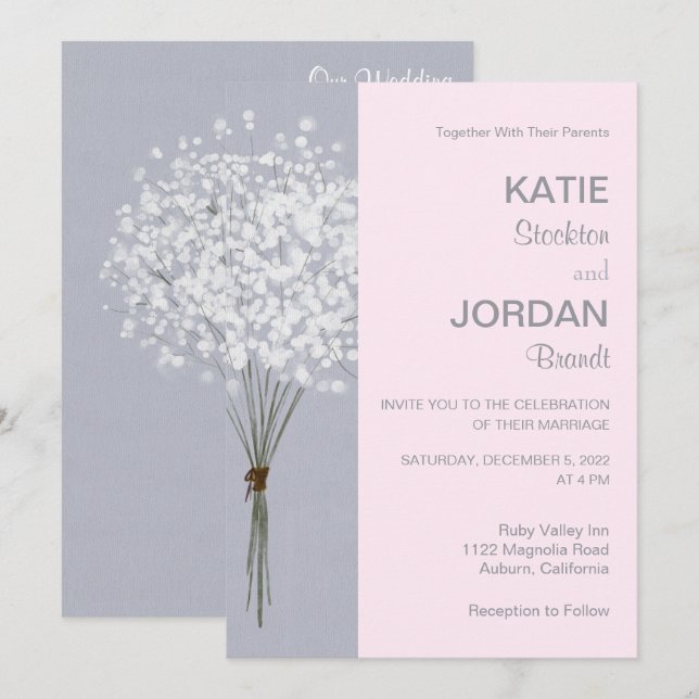 Simple Floral Bouquet Wedding Invitation (Front/Back)