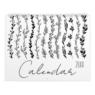 Simple floral branches handwriting Calendar