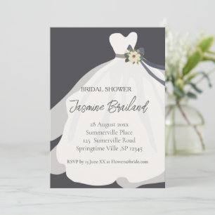 Simple Floral Bride Gown Bridal Shower Invitatio Invitation