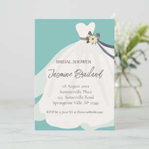 Simple Floral Bride Gown Bridal Shower Invitation