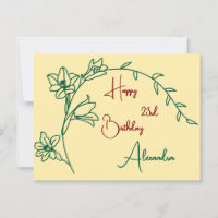 Simple Floral Butter Yellow Named & Aged Birthday