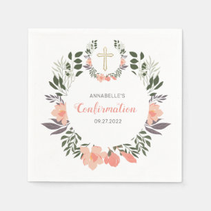 Simple Floral Confirmation Party Napkin