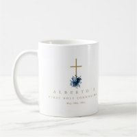 Simple Floral Cross Catholic First Communion Photo