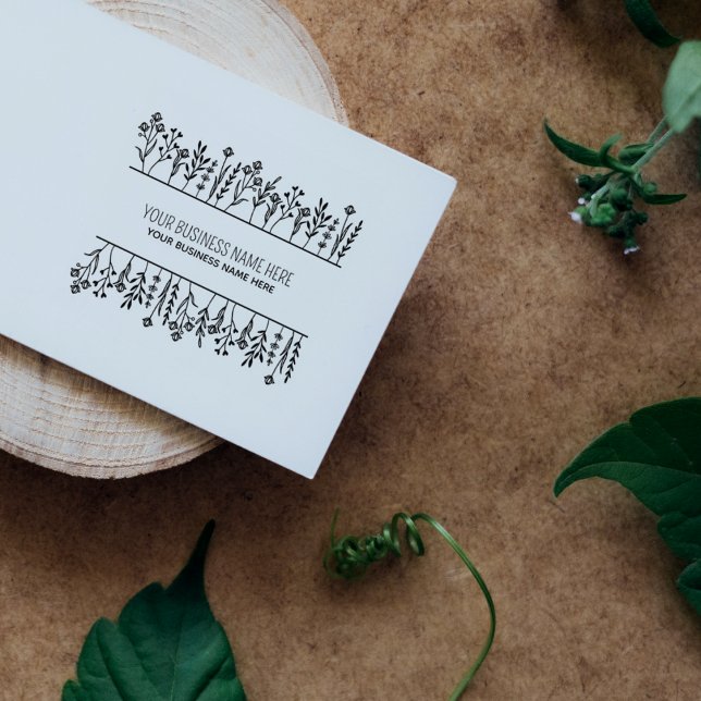Simple Floral Custom Business Name Rubber Stamp (Creator Uploaded)