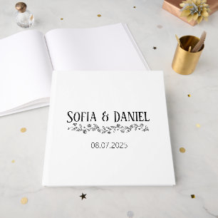 Simple floral daisy outline wedding guest book