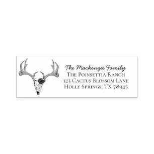 Simple Floral Deer Antlers Family Return Address Self-inking Stamp
