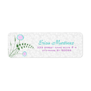 Simple Floral Design-White Blue-Pink Accent