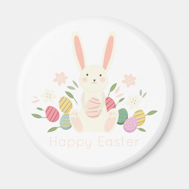 Simple Floral Easter Bunny | Magnet (Front)