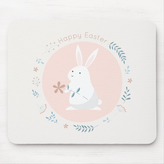 Simple Floral Easter Bunny | Mousepad (Front)