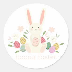 Simple Floral Easter Bunny   Sticker Seal