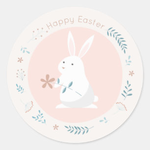 Simple Floral Easter Bunny   Sticker Seal