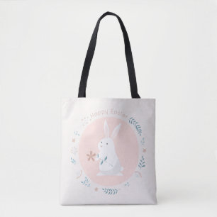 Simple Floral Easter Bunny Tote Bag