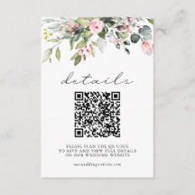 Simple Floral Eucalyptus Leaves QR Code Wedding