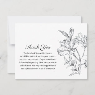 Simple Floral Funeral Thank You Note Card