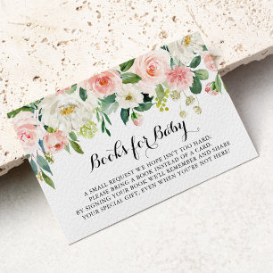 Simple Floral Green Baby Shower Book Request Enclosure Card