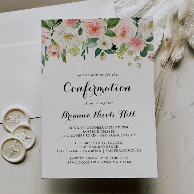 Simple Floral Green Calligraphy Confirmation Invitation (Creator Uploaded)