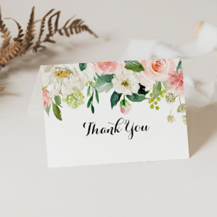 Simple Floral Green Folded Wedding Thank You Card