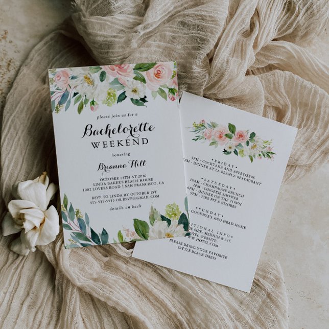 Simple Floral Green Foliage Bachelorette Weekend Invitation (Creator Uploaded)