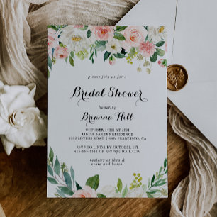Simple Floral Green Foliage Bridal Shower Invitation