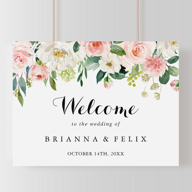Simple Floral Green Foliage Wedding Welcome Sign (Creator Uploaded)