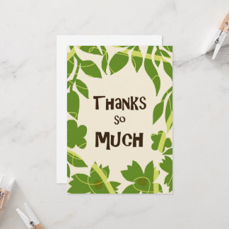 Simple Floral Green leaves Thank You Card