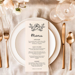 Simple Floral Hand Drawn Wedding Menu