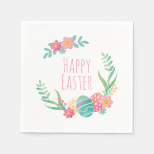 Simple Floral Happy Easter Paper Napkin