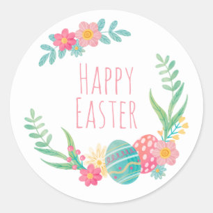 Simple Floral Happy Easter   Sticker Seal