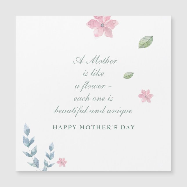 Simple Floral Happy Mother's Day Greeting Magnet (Front)