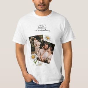 Simple Floral Happy Wedding Anniversary T-Shirt