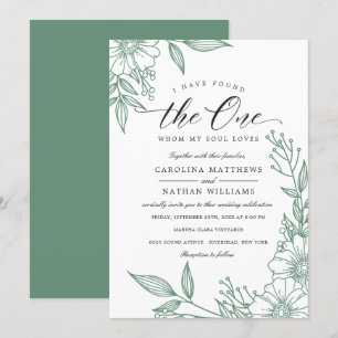 Simple Floral I Have Found The One   Mint Wedding Invitation