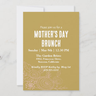 Simple  Floral Indigo Mother's Day Brunch  Invitation