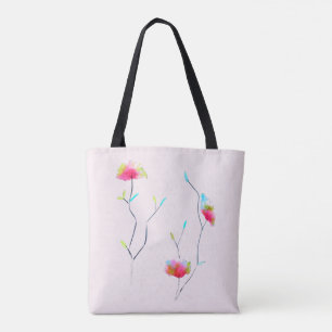Simple floral Japanese inspired pink abstract Tote Bag