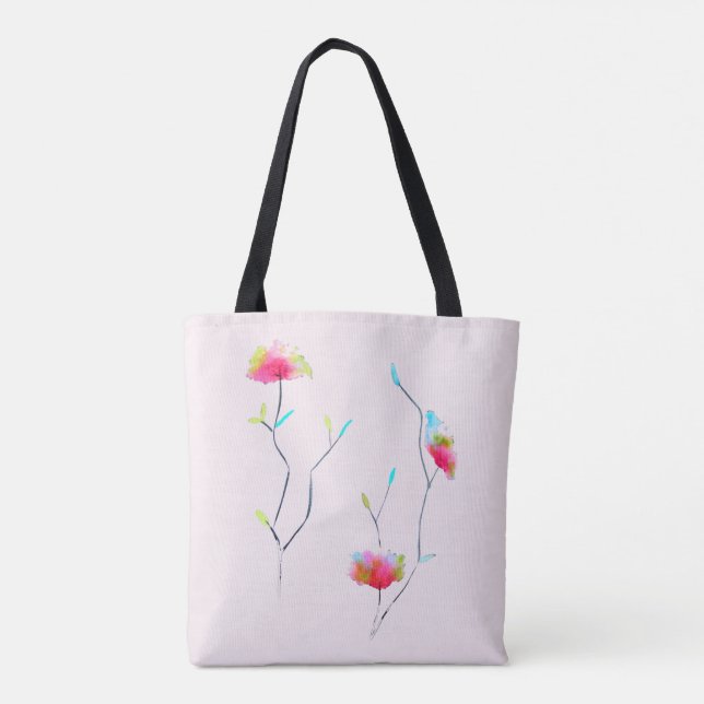 Simple floral Japanese inspired pink abstract Tote Bag (Back)