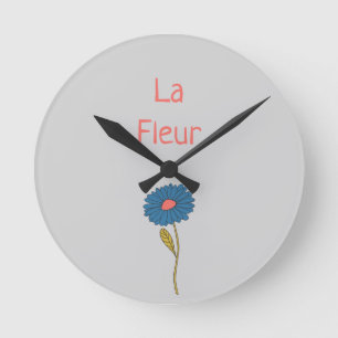 Simple Floral La Fleur Flower Round Clock
