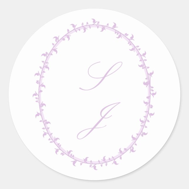 Simple floral lavender wedding classic round sticker (Front)