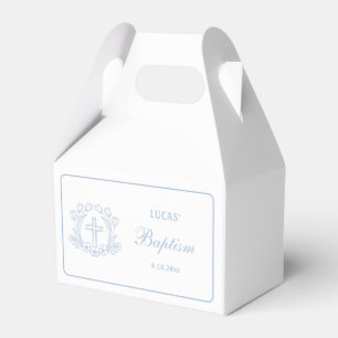 Simple Floral Light Blue Cross Baptism Favour Box