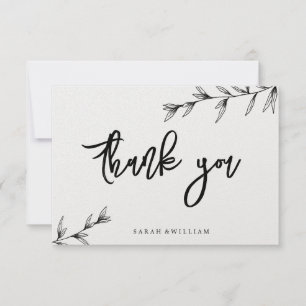 Simple Floral Line Art Thank You Card