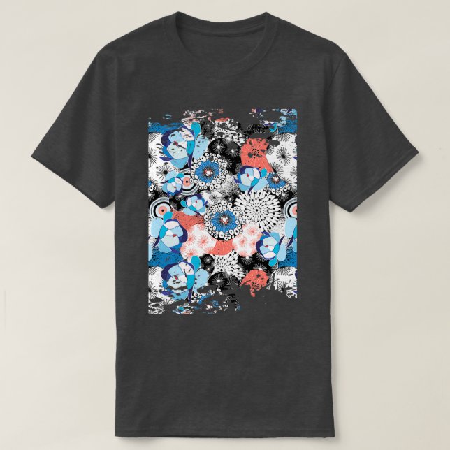 Simple Floral Line Pattern T-Shirt (Design Front)