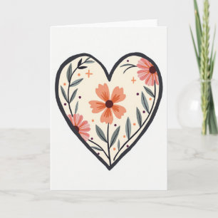 Simple Floral Love Heart Card