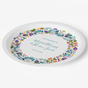 Simple Floral Mexican Wedding Personalised Paper Plate