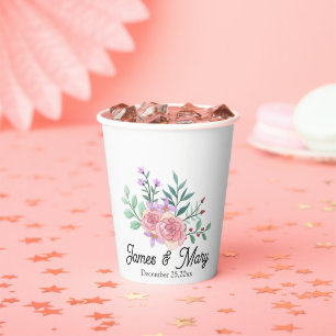 Simple Floral Minimalist Party Theme Design  Paper Cups