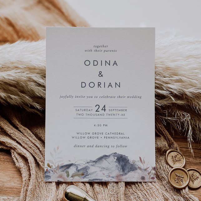 Simple Floral Mountain All In One Wedding Invitation (Creator Uploaded)