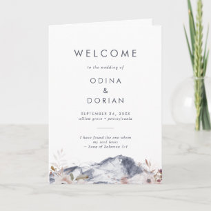 Simple Floral Mountain Folded Wedding Programme