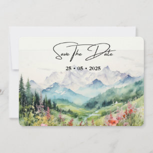 Simple Floral Mountain Horizontal Save The Date