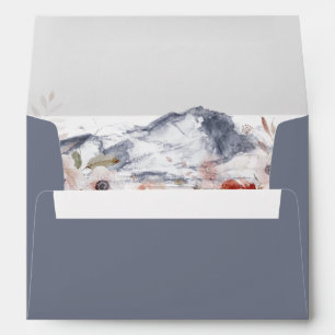 Simple Floral Mountain Slate Wedding Invitation Envelope