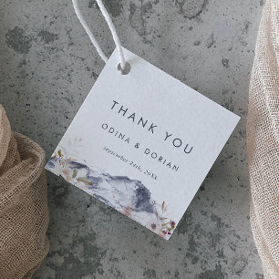 Simple Floral Mountain Thank You Favour Tags