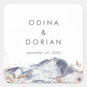 Simple Floral Mountain Wedding Envelope Seals